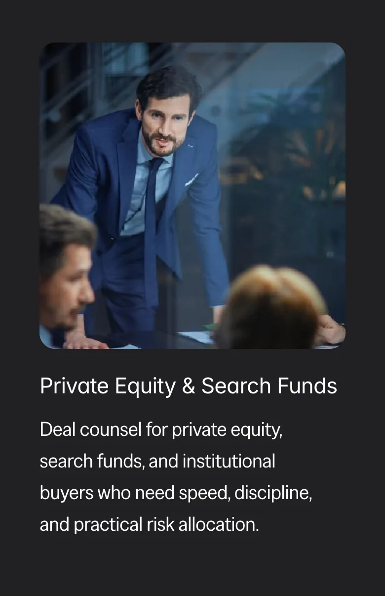 Private Equity & Search Funds pathway page on a phone
